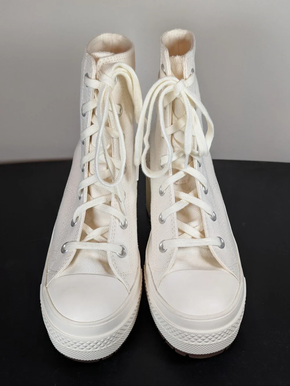 Converse Chuck 70 De Luxe Heel High Top Platform Sneakers Egret White Womens 7.5